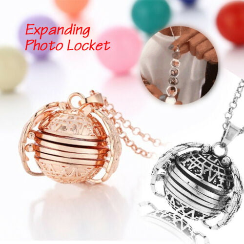 Expanding 4 Photo Locket Necklace Pendant Angel Wing Jewelry Decoration Gifts